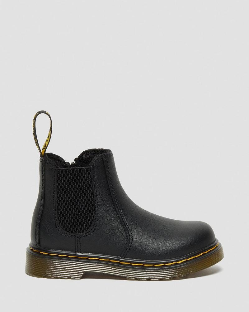 Black Kids' Dr Martens Infant/Toddler 2976 Softy T Leather Chelsea Boots | CA 666VRW